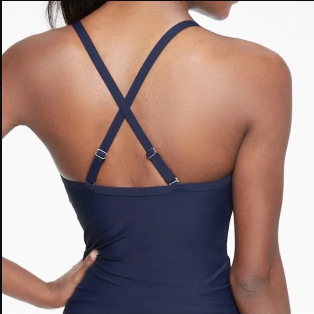 ATHLETA Tankini Top Navy Twister Swimsuit Swim Tank - Picture 3 of 9